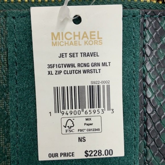 Michael Kors JST XL Zip Clutch Wristlet - Racing Green Multi - Picture 4 of 15